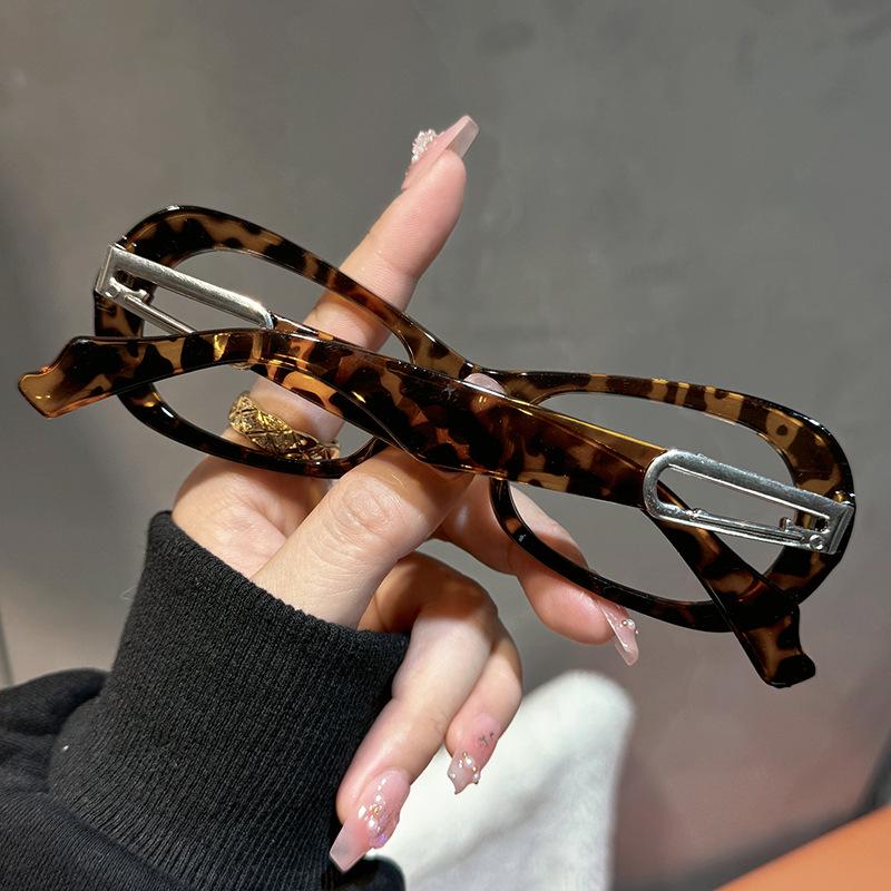 Unisex Leopard Print Blue Light Blocking Cat Eye Presbyopia Glasses with Thick Small Frames - European American Style.