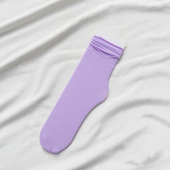 1 Pair Women Socks Mid-tube Curled Edge Japanese Style High Elasticity Anti-slip Thin Soft Breathable Sweat-absorption Anti-shrink Sports Piled Socks