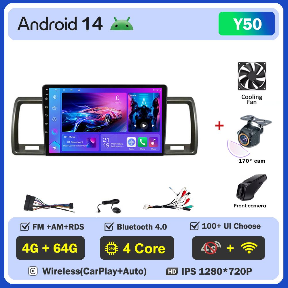 Car Multimedia Player For Toyota Hiace 2010 2011 2013-2018 Car Radio Player Intelligent Car Systems GPS Navigation Android 14