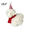 Cozy Holiday Accents Plush White Sheep Christmas Ornament, Cute Knit Hat Lamb Tabletop Decoration, Soft Tree Ornaments Fabric Hanging Pendant