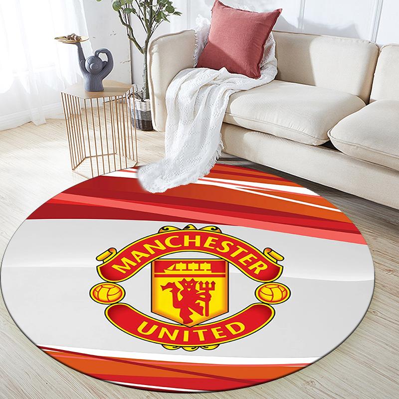 Man Utd Round Area Rug,Carpet Rug for Living Room Bedroom Sofa Playroom Decor,Non-slip Floor Mat