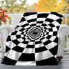 1PC Checkerboard TunnelOutdoor Flannel Blanket - Soft Plush Decor for Picnics, Camping, Bedroom, Playroom, Office, or Lunch Break 1359A