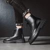 Fashion Lace-Up Men Winter Plush Snow Boots 2024 New All-match Male Boots Outdoor Men's Low Top Basic Shoes Leather Motorcycle Boots