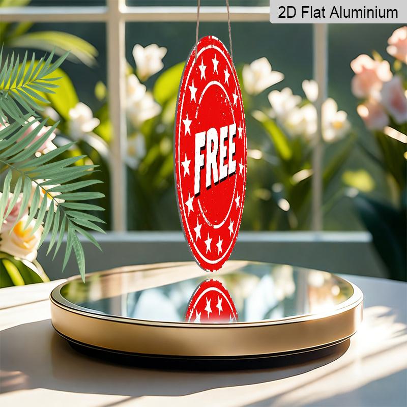 2D Flat, 1pc Round "FREE" Aluminum Hanging Sign, Red Vintage Star Border Design, Retro Metal Door Hanger, Perfect for Business Storefront, Shop