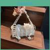 Urban Minimalist Pearl Chain Small Purse With Woven Material For Daily Use
