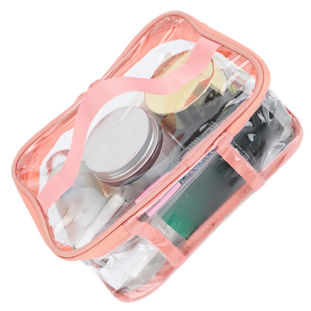 Clear Toiletry Bag Travel Cosmetic Makeup Bag PVC Storage Bag Portable Transparent Pouch for Traveling Vacation Bathroom