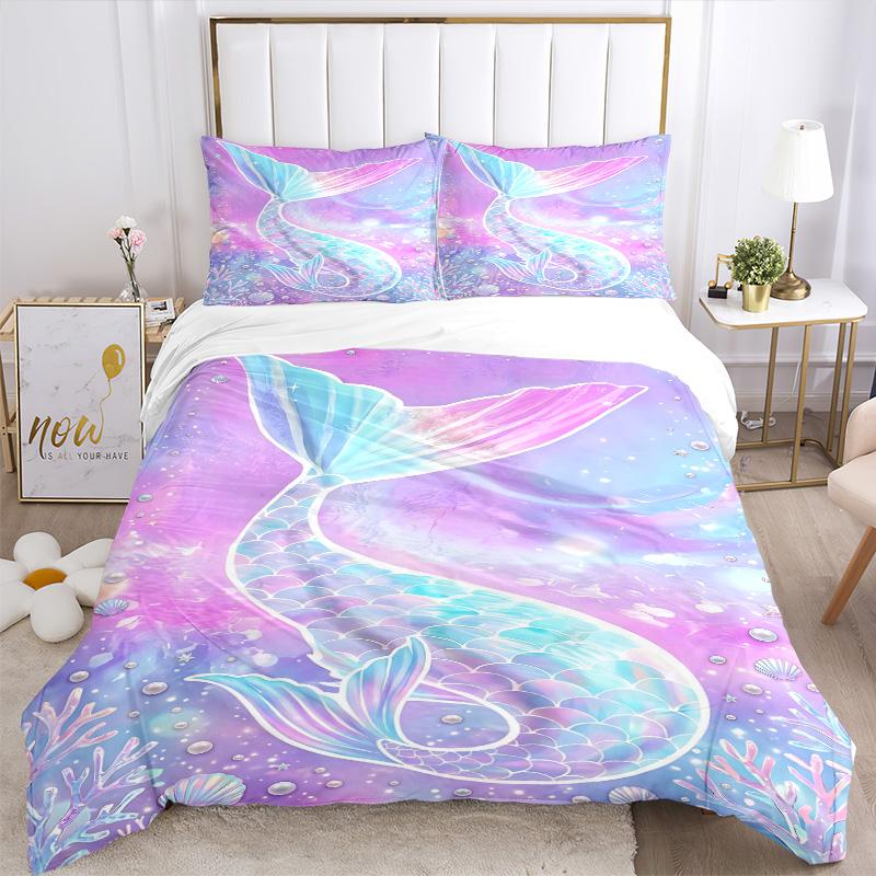 Mermaid Tail Fantasy Art Print 3Pcs Bedding Setduvet Cover With 2 Bedropillowcase Home Birthday Gift