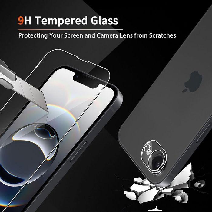 2 Film de protection - pour iPhone 16e - Verres trempés - Antichoc - Anti-rayures - Transparent
