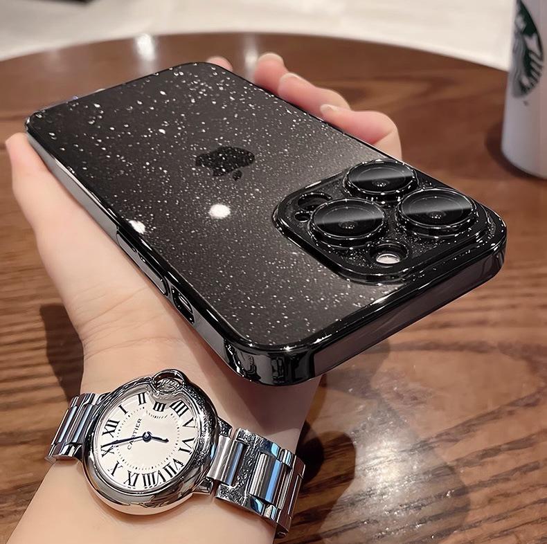 Glitter Transparent Drop-proof Case with Lens Film for iPhone 16/17 Pro Max