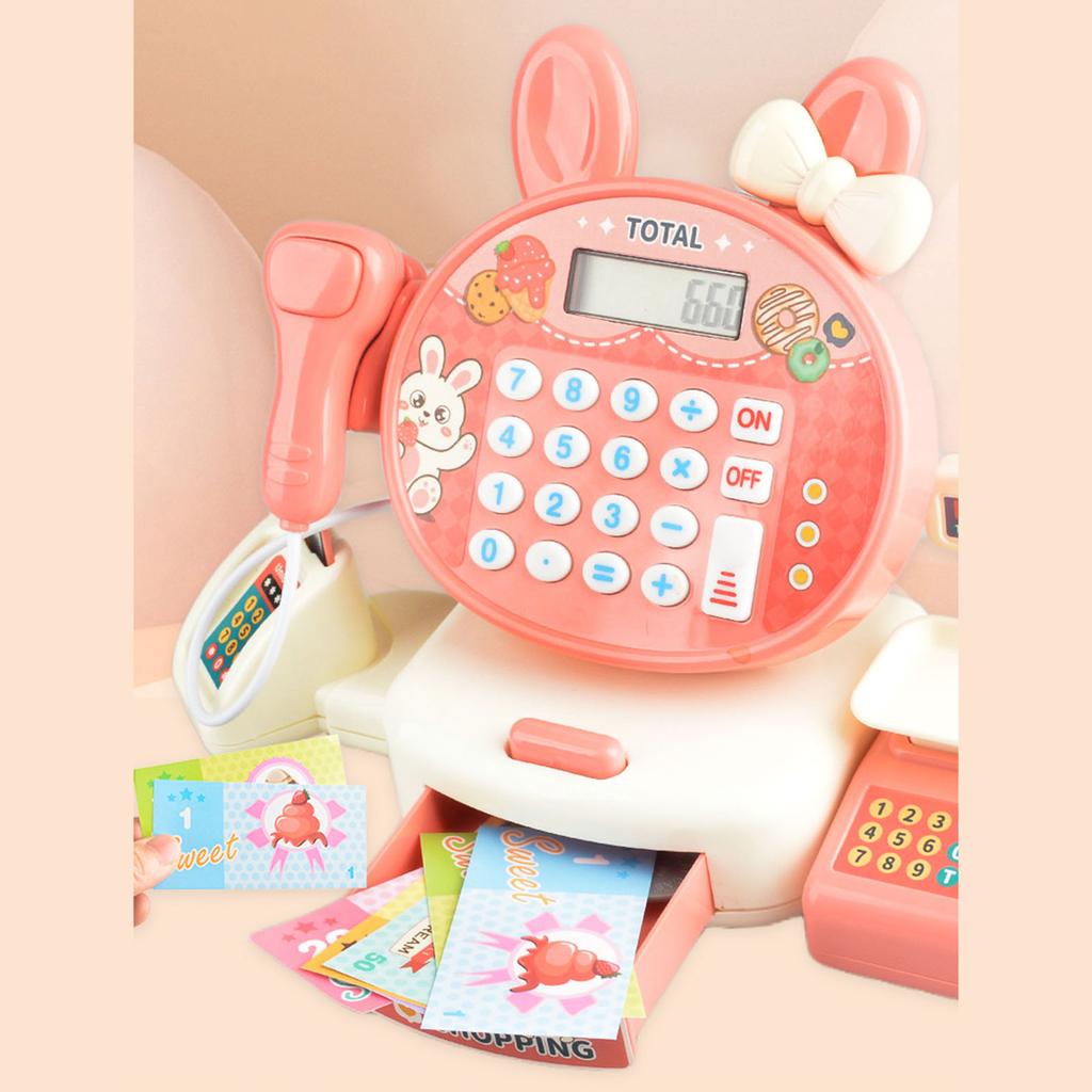 Kids Cash Register Pretend Play Toy Playhouse Roleplay Toy Realistic Checkout Counter Education Toy for Children 4 5 6