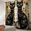 Set Of 2 Flat Printing Scene Curtain Floral Feline Duo Digital Printed Polyester Drapes All Season Party Holiday Decor Perfect