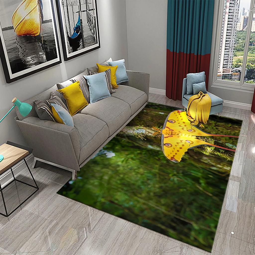 3D Colorful Butterfly Flower Carpet Entrance Door Mat Indoor Carpets Bedroom Decor Living Room Floor Mats Bathroom Non-slip Rug