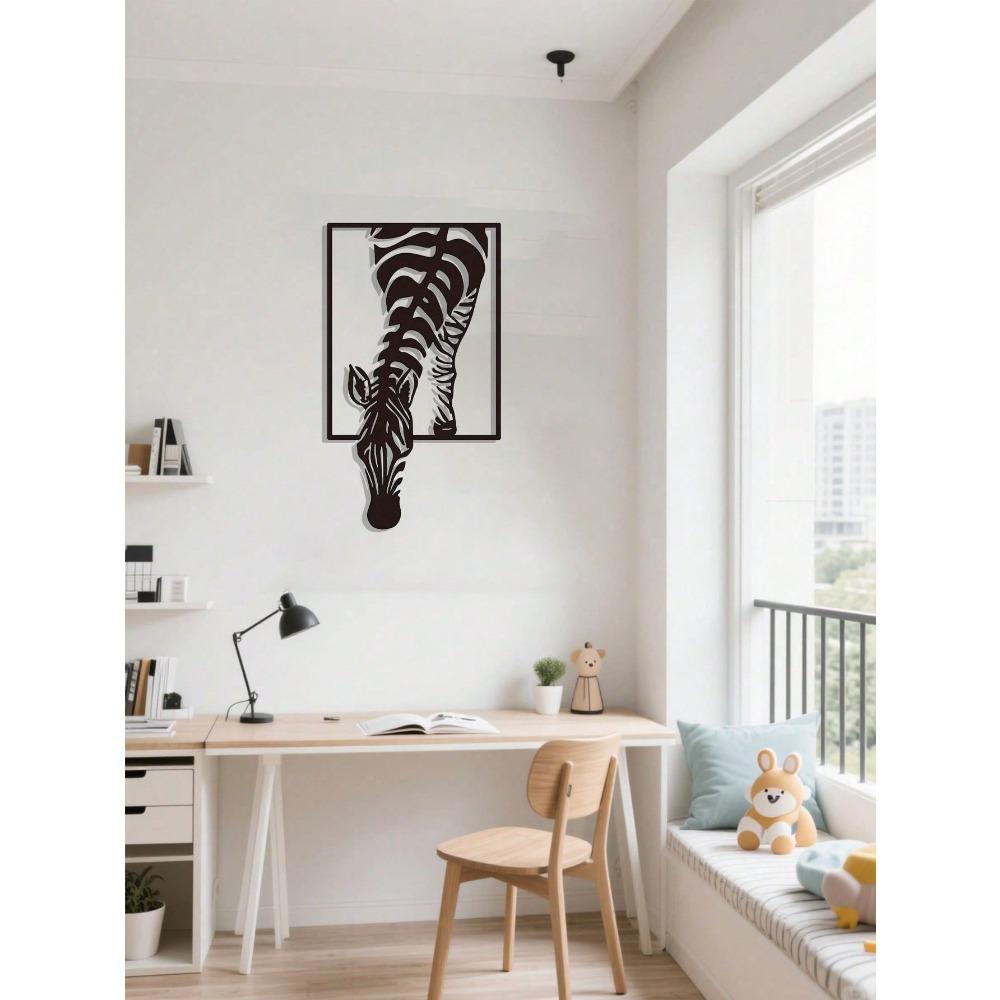 Minimalist Zebra Metal Wall Art Black White Animal Sculpture Farmhouse Home Decor Modern Wildlife Wall Hanging Living Room Office Unique Gift