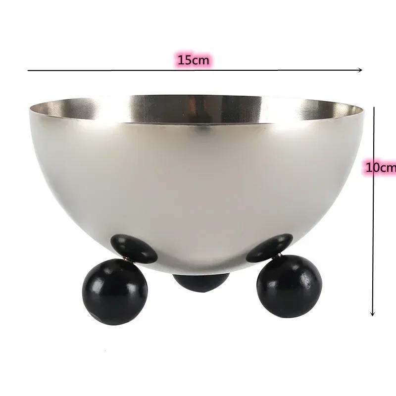 

Metal Semicircle Tripod Fruit Plate, Luxury Stainless Steel Tableware, Dessert Bowl, Trinket Dish, Table Decoration Storage