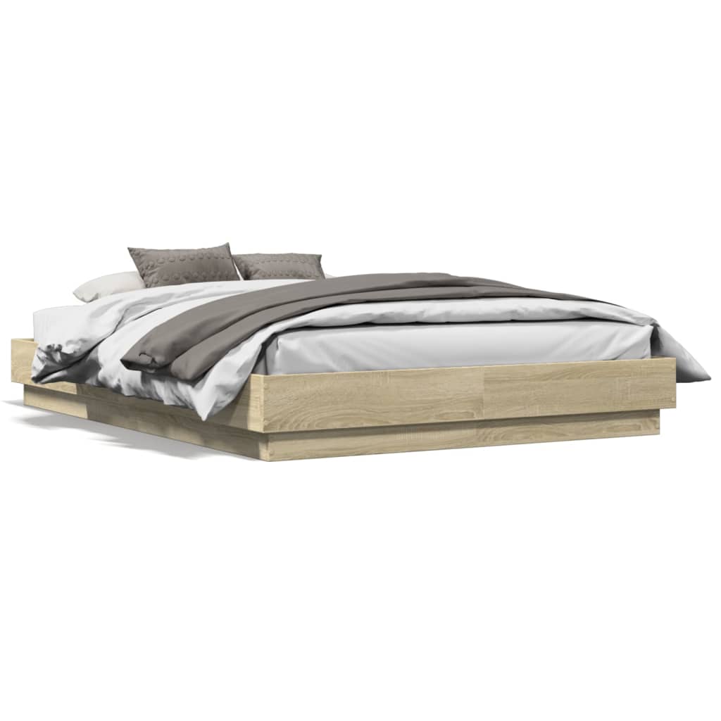 LED Bed Frame in Sonoma Oak 120 x 190 cm