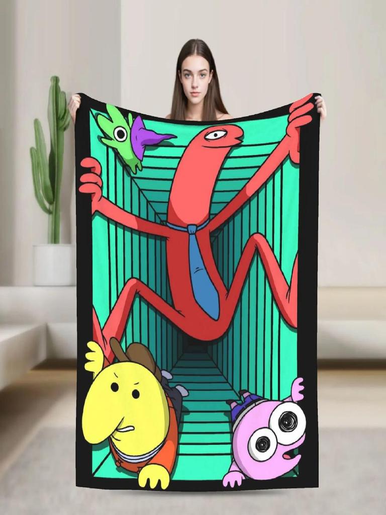 Smiling Friends Cartoon Plüschdecke Weiche Flanell-Bettwäsche Überwurf für Kinder Außenbereich Warm Individuell DIY Geschenkidee