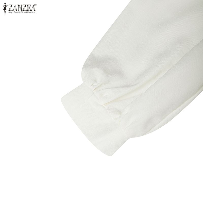 ZANZEA Lässiges, lockeres Langarmkleid für Damen mit Stehkragen