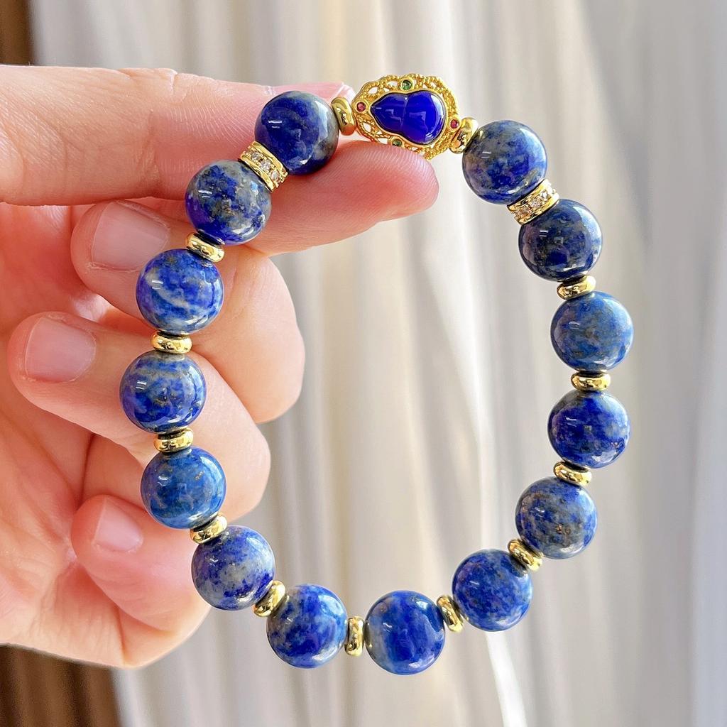 10Mm Retro Natural Lapis Lazuli Design Bracelet Bracelet.
