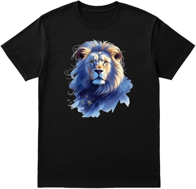 Regal Blue Lion Graphic T-Shirt Unisex | Majestic Wildlife Animal Tee M