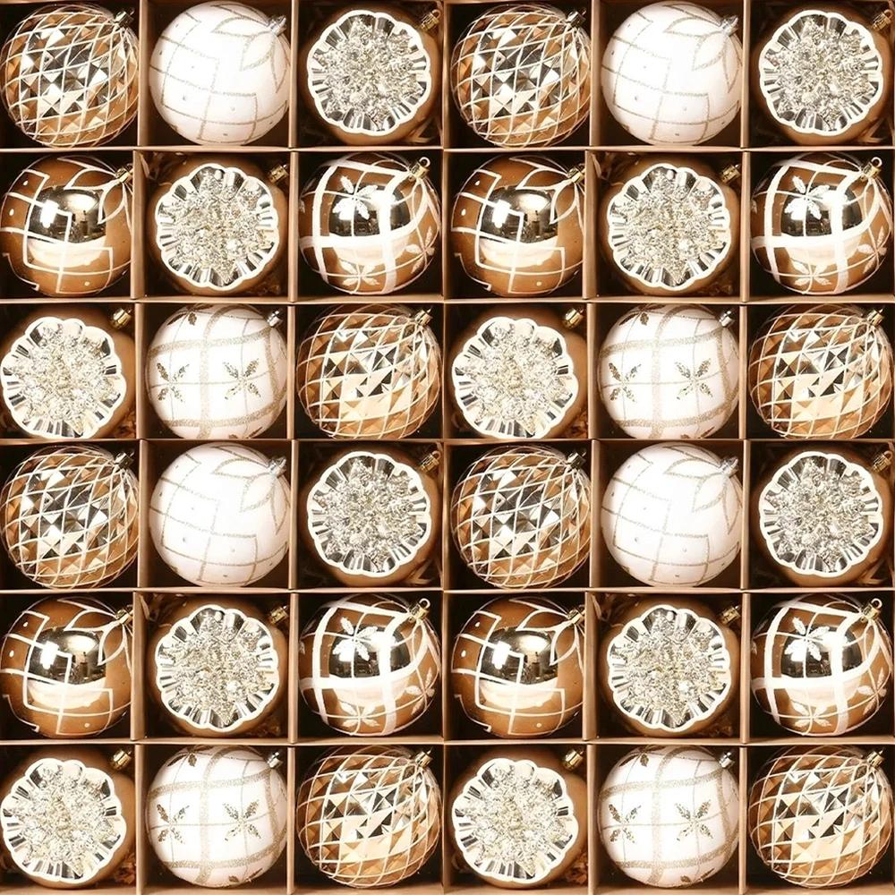 Neueste Champagner Gold Weihnachts-Kugeldekorationen Frohe Weihnachten Baumschmuck Exquisite geformter Weihnachtsanhänger Party-Dekoration Kugel