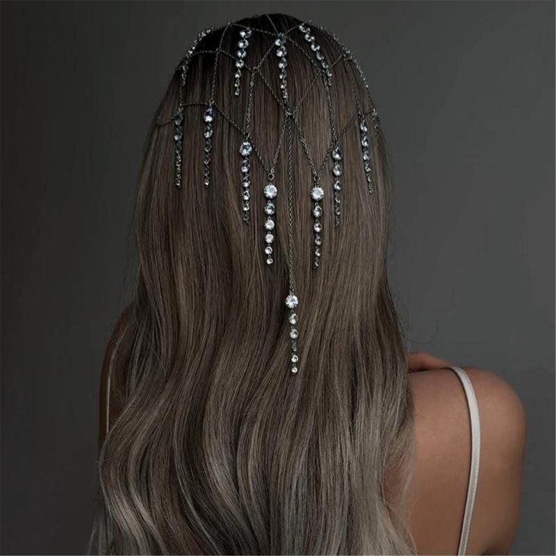Tassels Headdress for Women Crystal Bohemian Tiaras Wedding Party Accessories Flapper Flapper Roleplaying Hair Jewelry