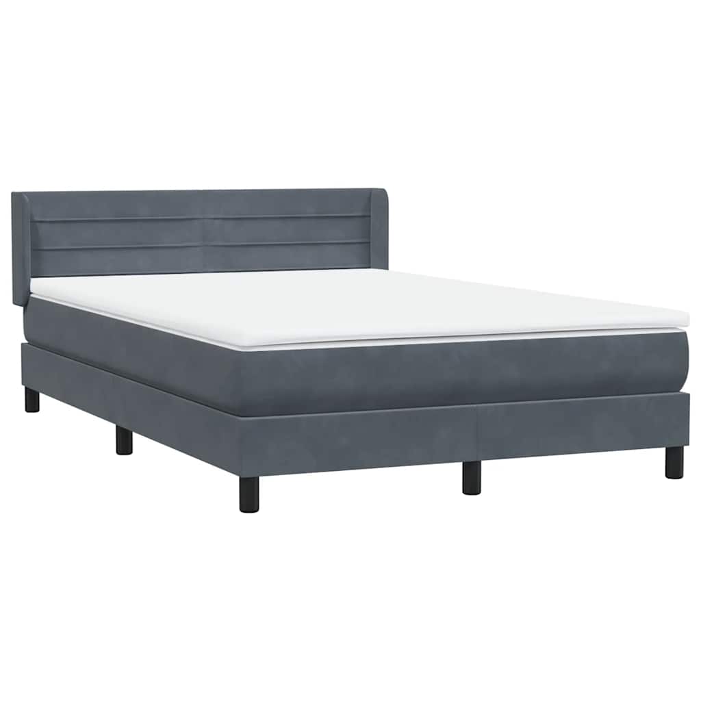Box Spring Bed with Mattress Dark Gray 160x210 cm Velvet