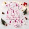 Women's Christmas Pajama Set Short Sleeve Button Down Shirt and Shorts Sleepwear