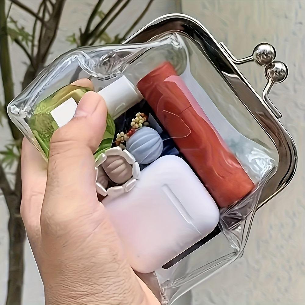 Transparent Coin Purse Multifunctional Lipstick Key Bags Card Holder Iron Mouth Clip Wallet Portable Storage Bag