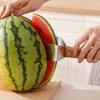 Trancheur de Pastèque en Acier Inoxydable Outil Coupeur de Pastèque avec Manche en Bois Ergonomique Trancheur de Fruits pour Pastèque Melon Cantaloup Pommes Facile à Nettoyer
