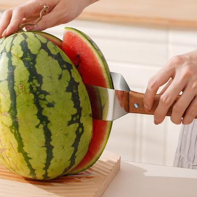 Watermelon Slicer Stainless Steel Watermelon Cutter Tool with Wooden Handle Ergonomic Fruit Slicer for Watermelon Cantaloupe Apples Easy Clean Kitchen