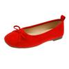 [Uncle Shoe] Red Shoes Daily Doudou Shoes Temperament Single Shoes Women's Shoes Commuting Soft-soled Single Shoes Comfortable Suede Butterfly