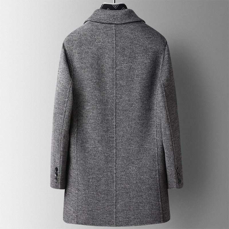 Autumn and Winter Trendy Scarf Style, Removable Down Lining, Double-sided Woolen Coat, Men's Medium-length Woolen Coat