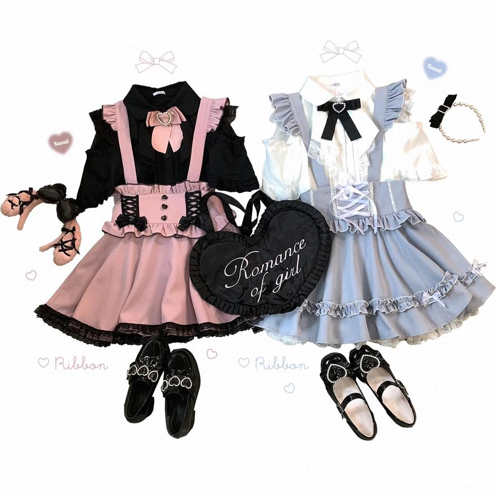 XHSUKADO Lace Short Floral Open White Women's Blouse, Sleeve, Off-the-Shoulder, Print, Ribbon, Ruffles, Shoulder, Bowknot, Feminine, Cute,