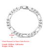Effie Queen Italy Real 925 Silver Diamond-Cut Figaro Chain Necklace 5mm Wide 40-60cm Long Woman Man Neck Chain Jewelry Gift SC34