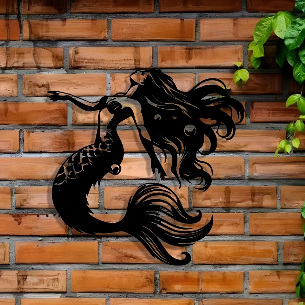 Elegant Mermaid Metal Wall Art Abstract Iron Sign for Halloween Christmas Home Office Cafe Bar Farmhouse Room Decor Housewarming Gift