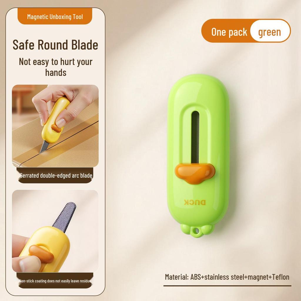 Little Yellow Duck Magnetic Unboxing Knife - Portable Serrated Pocket Tool for Opening Boxes
