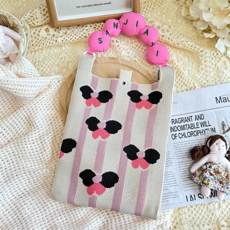 Ins Original Knitted Mobile Phone Bag, Convenient Storage, Student Cute Cartoon Messenger Bag