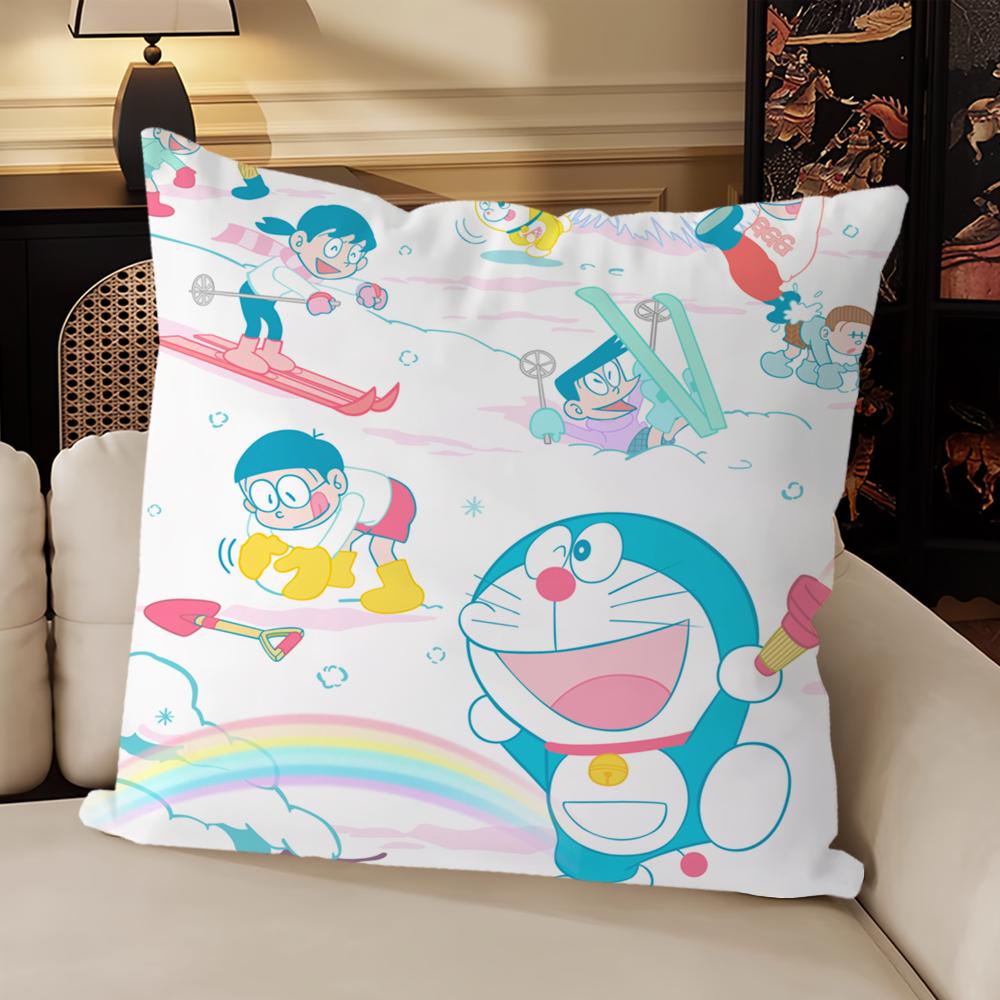 Cartoon Cute Pillow Case Sofa Living Room Bedroom Headboard Backrest Cushion Square Cushion D-Doraemons Nap Time