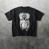 Sad Kitten Standing Tshirt Crew Neck Unisex Unisexs Retro Y2k Shirt With Black White Halftone Cat Print Loose Fit Casual Tshirt