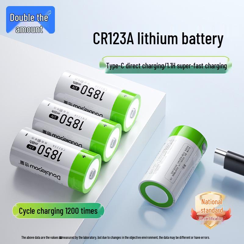 High-Capacity USB Rechargeable 3.7V CR123A Lithium Battery for Camera & Flashlight