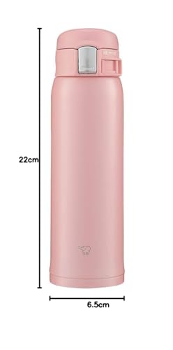 Zojirushi Thermos Water Bottle, 480ml, One-Touch Mug, Lightweight & Compact, Standard Type, Insulates Hot & Cold Drinks, Pink, SM-SF48-PA
