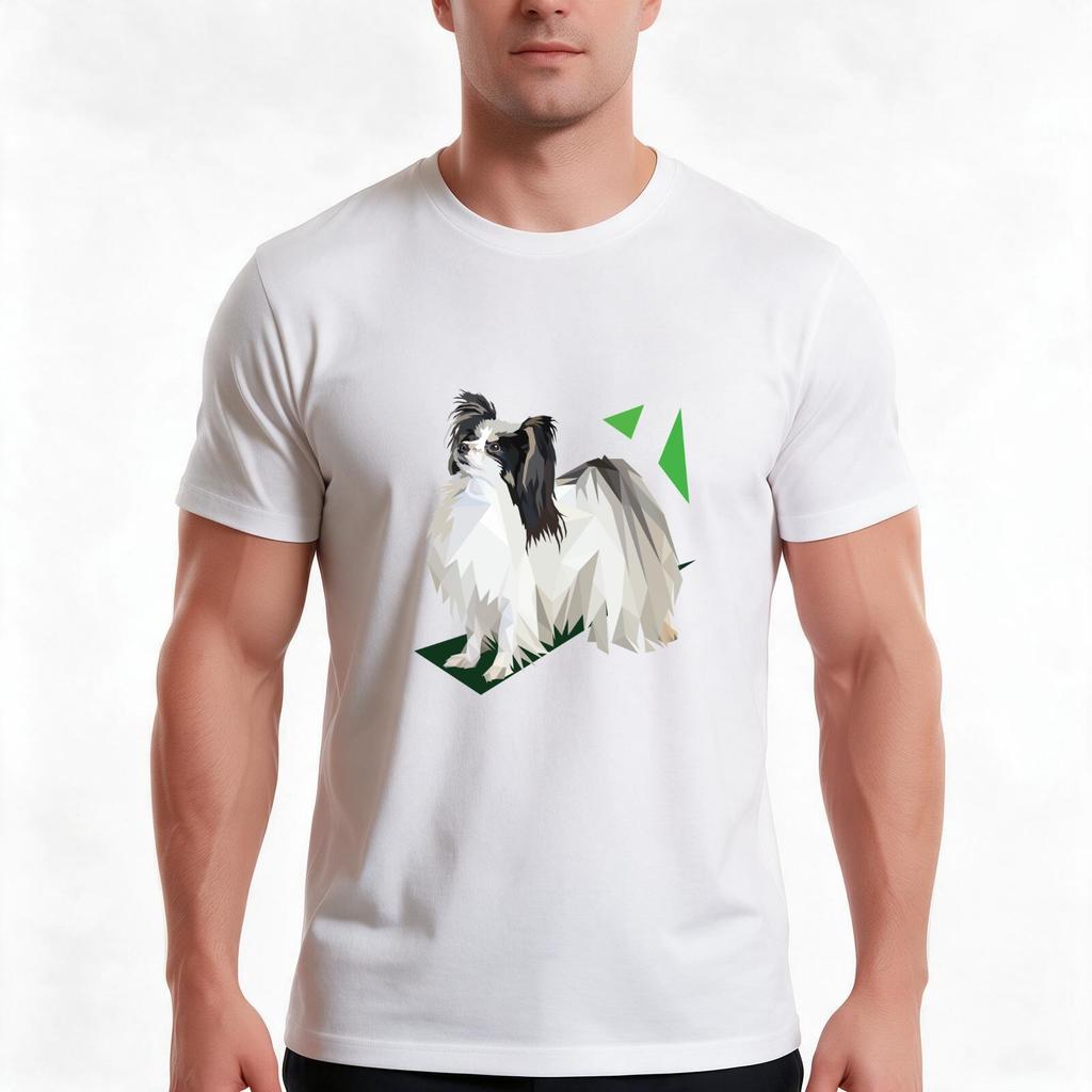 Papillon Dog Illustration TShirt Summer Casual Cotton Tee Oversized Streetwear Tops Vintage Graphic Print Unisex Unisex Unisex