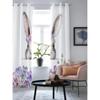 Modern Window Curtains Bunny Rabbit with Flowers Watercolor Luxury Fashion Curtains for Living Room Bedroom Kitchen Drapes