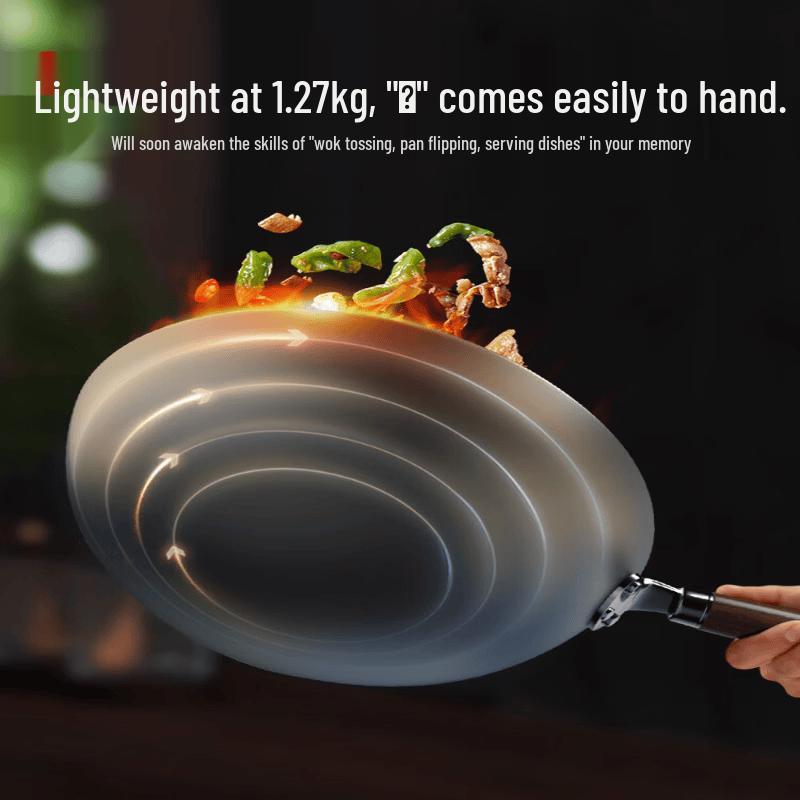 Supor 34cm Fine Iron Non-Coated Flat Bottom Wok