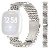 For Fitbit Versa 4/Sense 2 Watch Band 7-Bead Rhinestone Crown Stainless Steel Strap