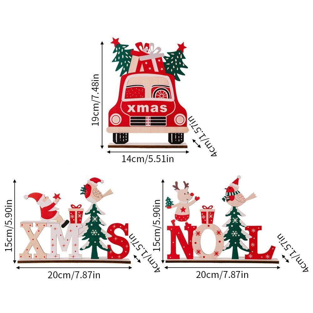 Wooden Wooden Xmas Tree Ornaments Handcrafted Wooden Material Snowman Sign Natural Wood Santa Claus Design Santa Claus Decor