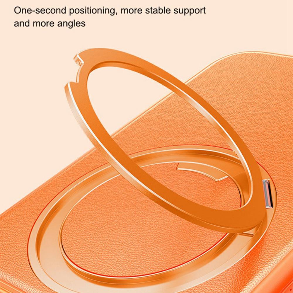 For iPhone 16 Pro Max Case Compatible with MagSafe Rotating Kickstand Litchi Texture PC TPU Phone Cover