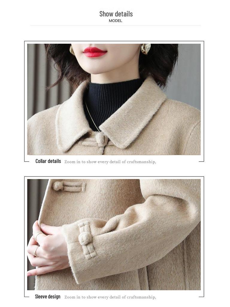 Mom's Elegant Wool Lapel Coat for Middle-Aged & Elderly Women - Autumn/Winter Fashion
