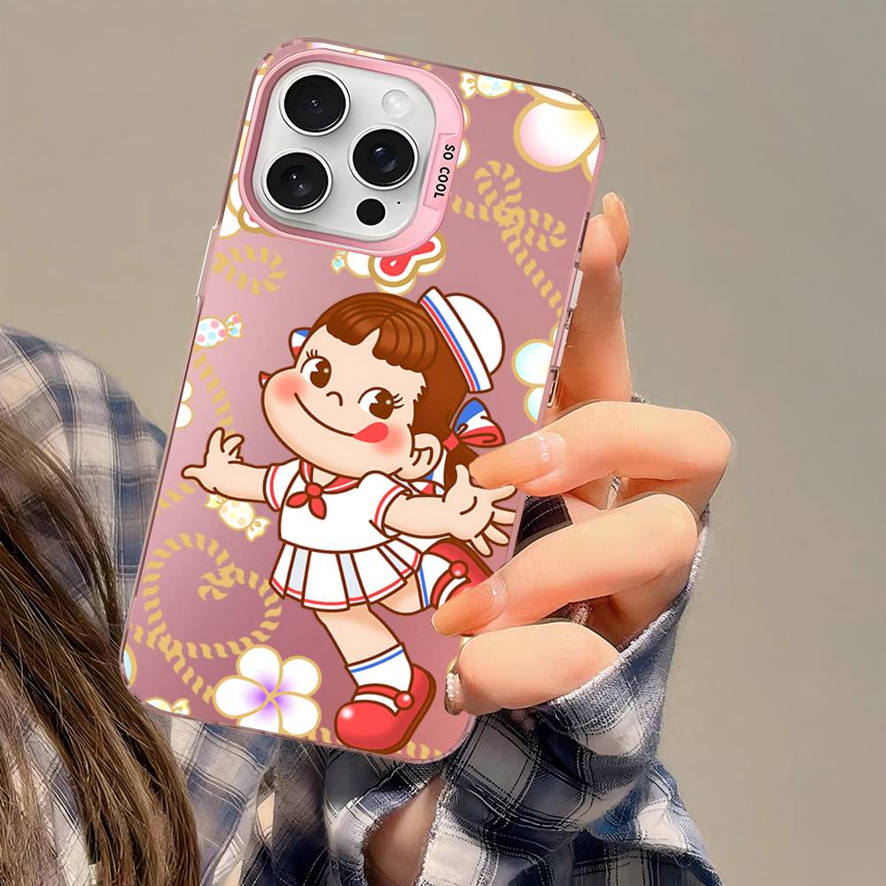 Fujiya Milky Peko-Chan Phone Case For IPhone 17 16 15 14 13 12 11 Pro Max Color Black Matte Cover