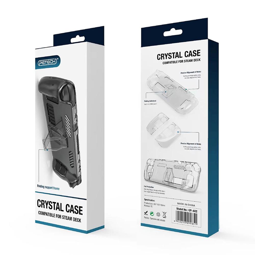 Hard PC Game Console Cover Accessories Transparent Crystal Game Console Shell Replacement Detachable with Support for Steam Deck